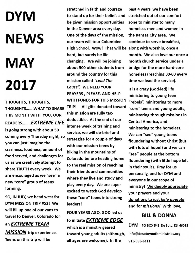 May 2017 Newsletter